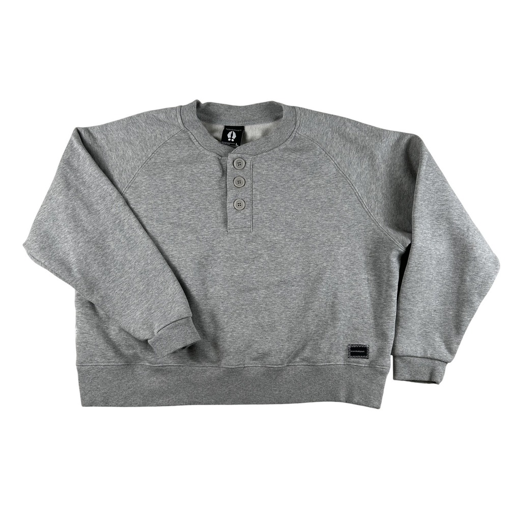 Beardedgoat Sweatshirt Womens Large Boxy Fleece Henley Pullover Crewneck Logo
